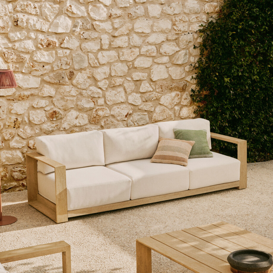 Kave Home 3-zits Loungebank 'Ambra' Acaciahout Kave Home 3-zits Loungebank 'Ambra' Acaciahout afbeelding