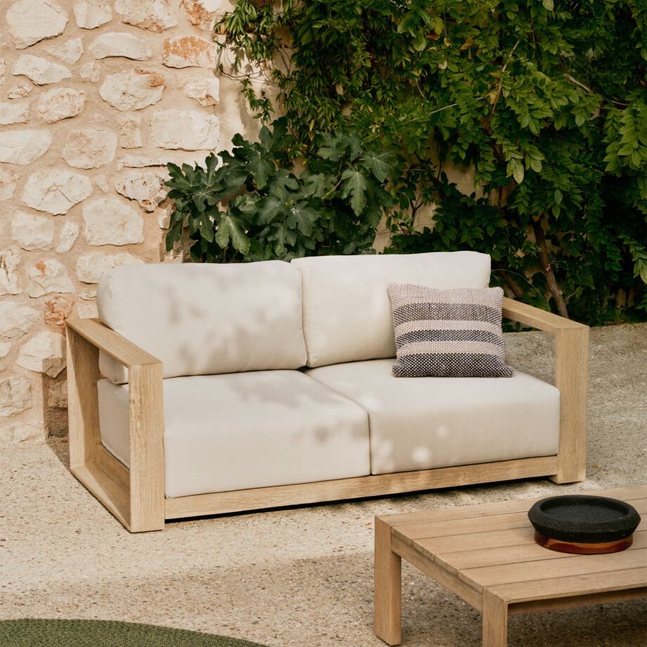 Kave Home 2-zits Loungebank 'Ambra' Acaciahout afbeelding 