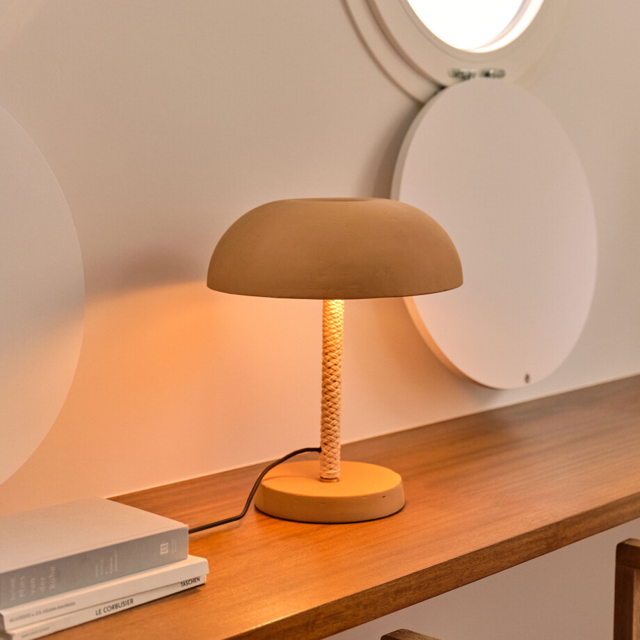 Kave Home Tafellamp 'Arinda' Terracotta en touw afbeelding 