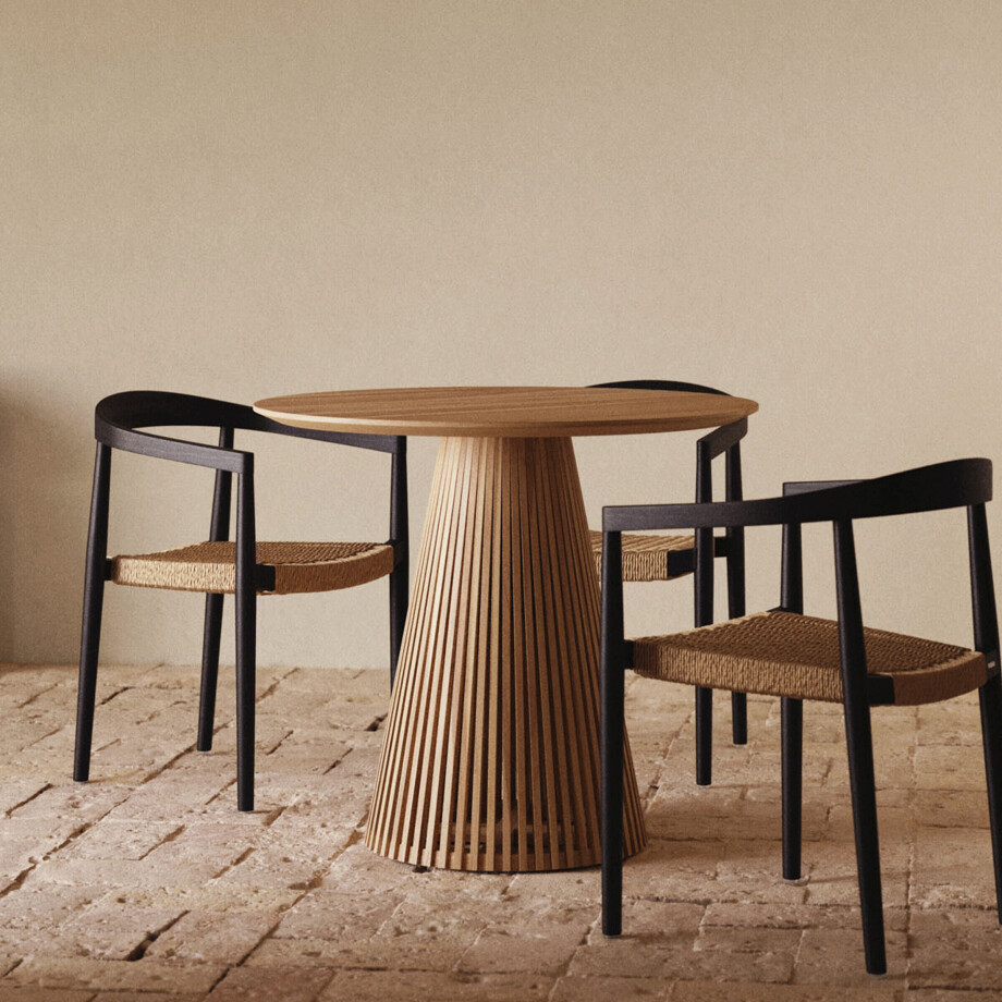 Kave Home Ronde Bistrotafel 'Jeanette' Teakhout, 90cm, kleur Naturel Kave Home Ronde Bistrotafel 'Jeanette' Teakhout, 90cm, kleur Naturel afbeelding 1