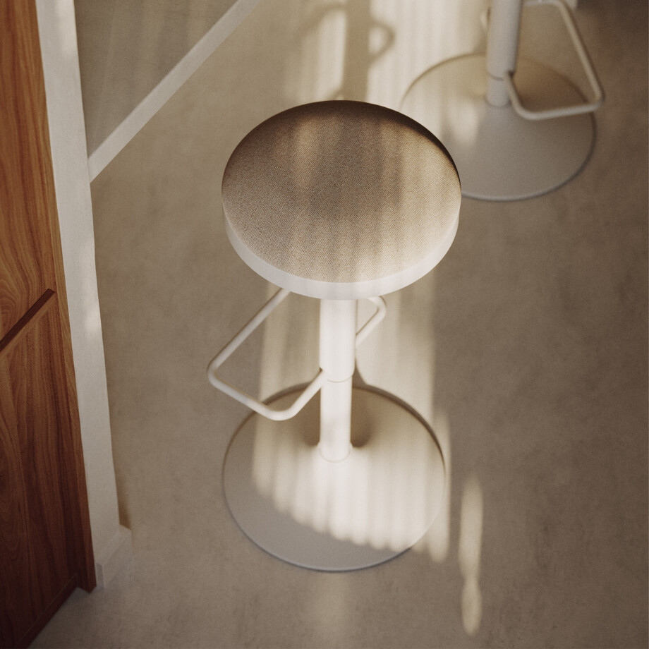 Kave Home Barkruk 'Zaib' Chenille, kleur wit Kave Home Barkruk 'Zaib' Chenille, kleur wit afbeelding 1