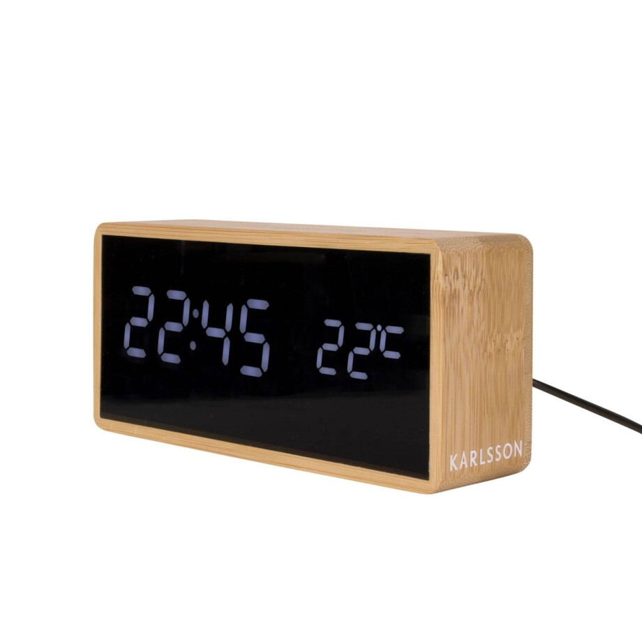 Alarmklok Tube bamboe | KARLSSON afbeelding 1