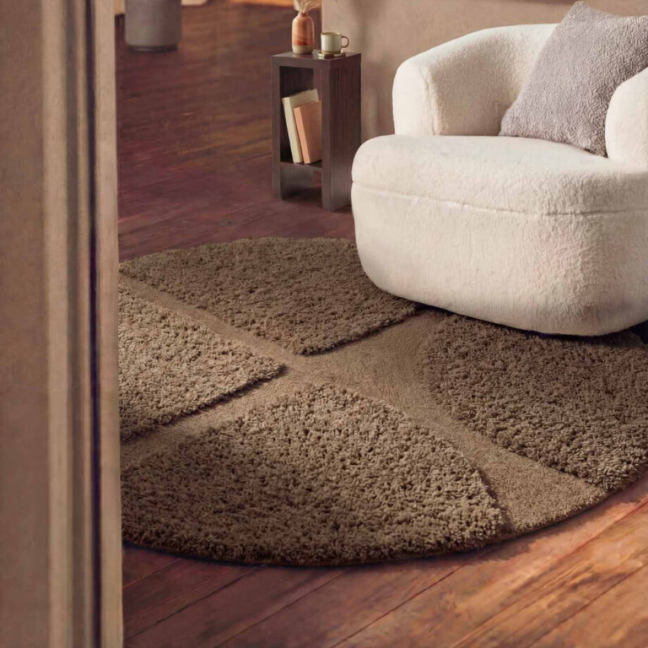 Vloerkleed Jasper Rond - Bruin Xcm - Polyester - Dekbed-Discounter.nl afbeelding 