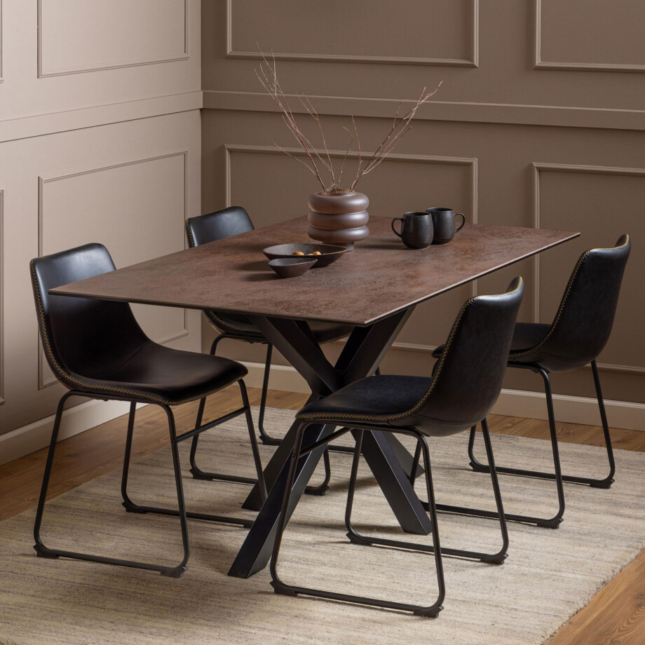 Bendt Eettafel 'Line' Keramiek, 160 x 90cm, kleur Bruin afbeelding 1