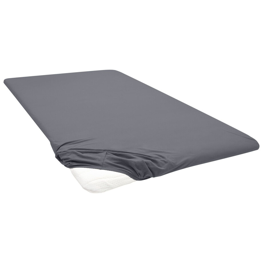 Biberna Jersey hoeslaken (Antraciet, 180-200 x 200 cm) afbeelding 1