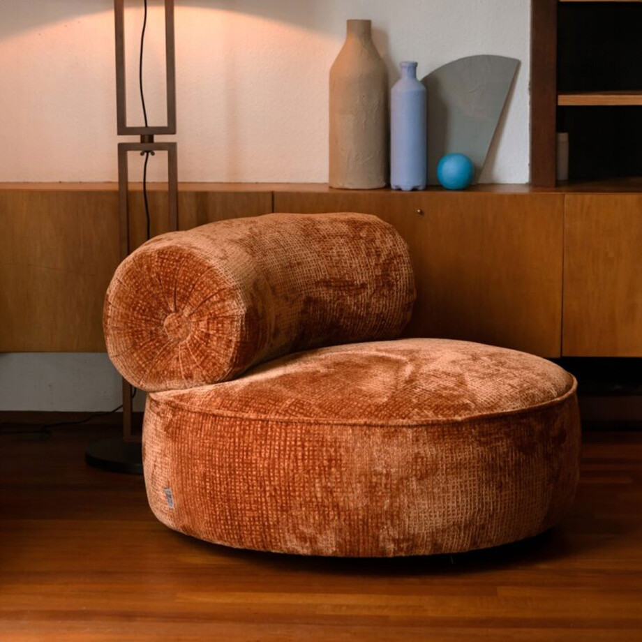 Dutchbone Fauteuil 'Tilbury' Chenille, kleur Oranje Dutchbone Fauteuil 'Tilbury' Chenille, kleur Oranje afbeelding 1