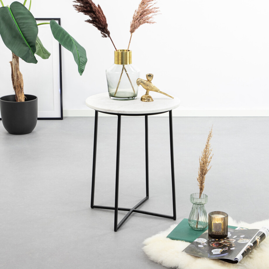 Kave Home Bijzettafel 'Bryson B', kleur wit marmer afbeelding 