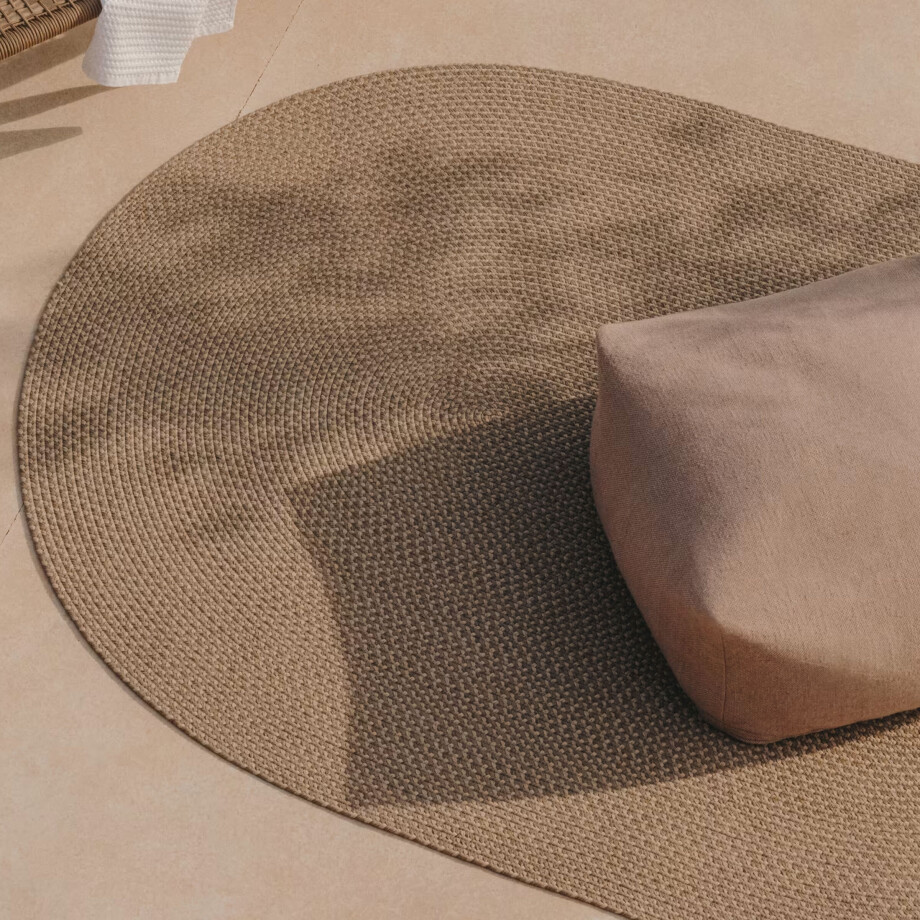 Kave Home Ovaal Vloerkleed 'Rodhe' PET, 160 x 230cm, kleur Beige afbeelding 1