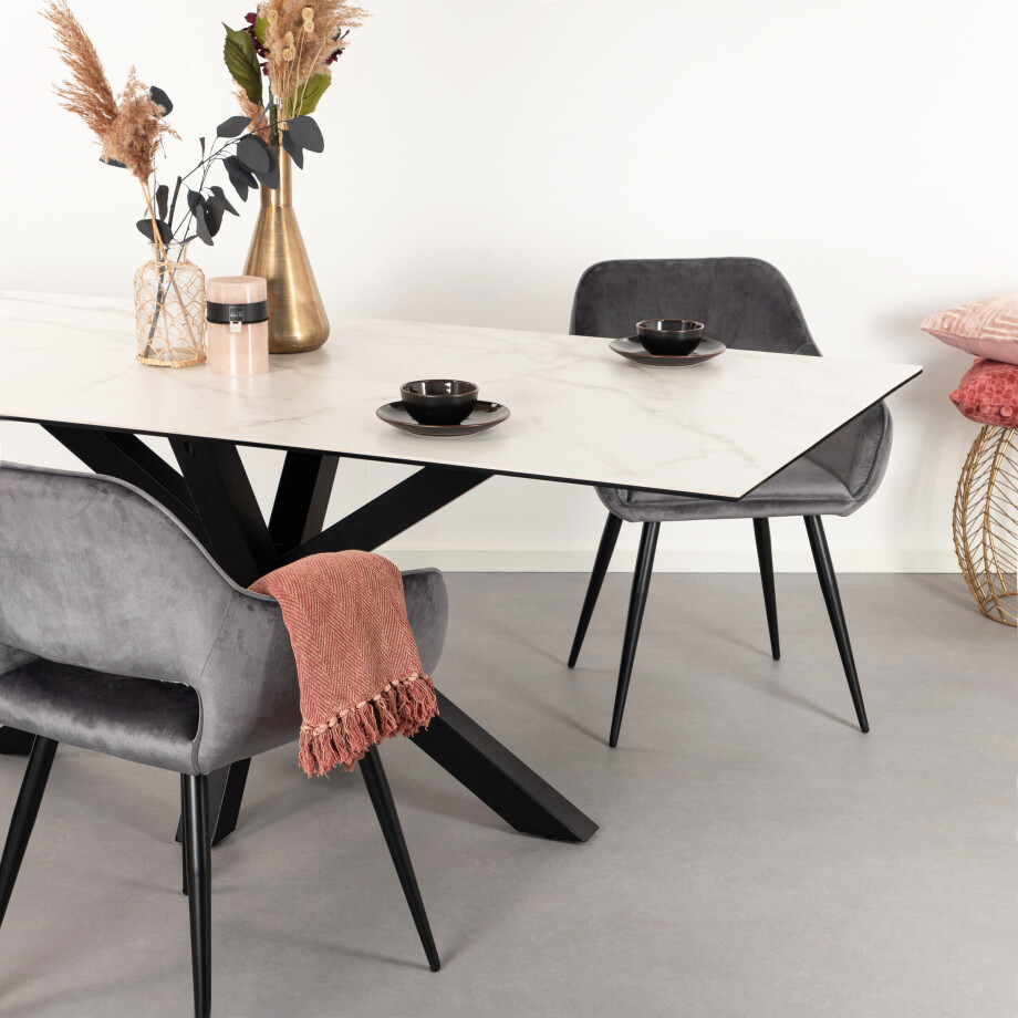 Sohome Eettafel 'Parker' Keramiek met marmerlook, 160 x 90cm, kleur Wit Sohome Eettafel 'Parker' Keramiek met marmerlook, 160 x 90cm, kleur Wit afbeelding 1
