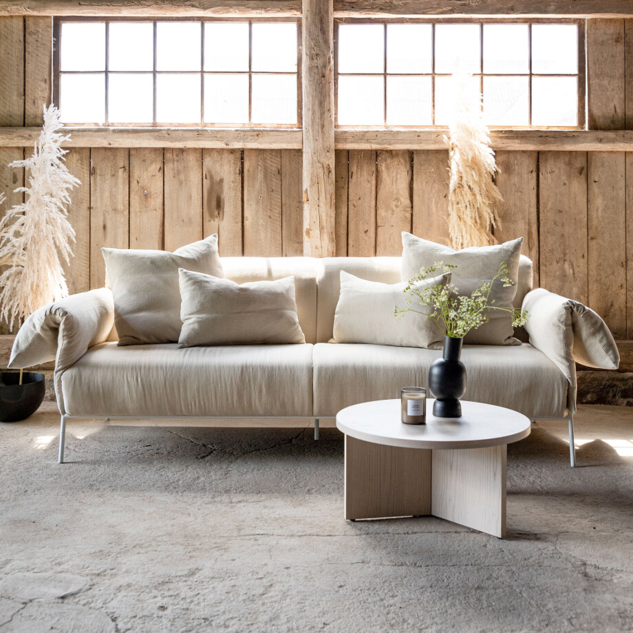 Nohr 3-zits Bank 'Abiel' Linnen, kleur Beige afbeelding 1