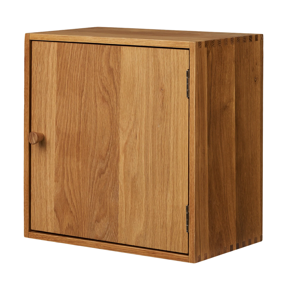 Abigail vierkante eikenhouten dichte wandkast met deur naturel - 30 x 30 cm afbeelding 1