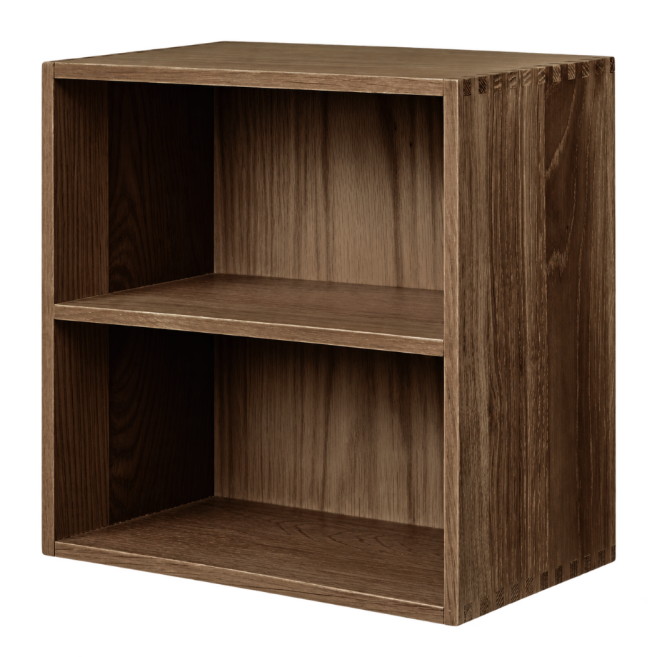 Abigail vierkante eikenhouten open wandkast met twee vakken donkerbruin - 30 x 30 cm afbeelding 1