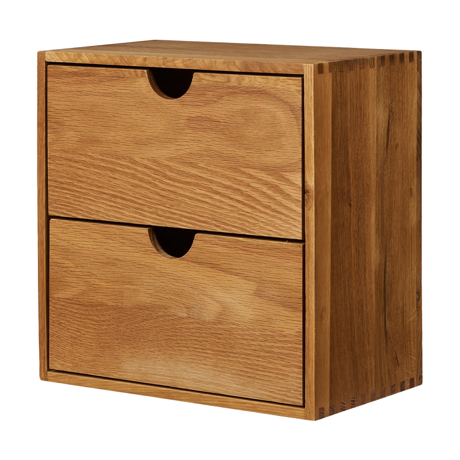 Abigail vierkante eikenhouten wandkast met twee lades- 30 x 30 cm Abigail vierkante eikenhouten wandkast met twee lades- 30 x 30 cm afbeelding 1