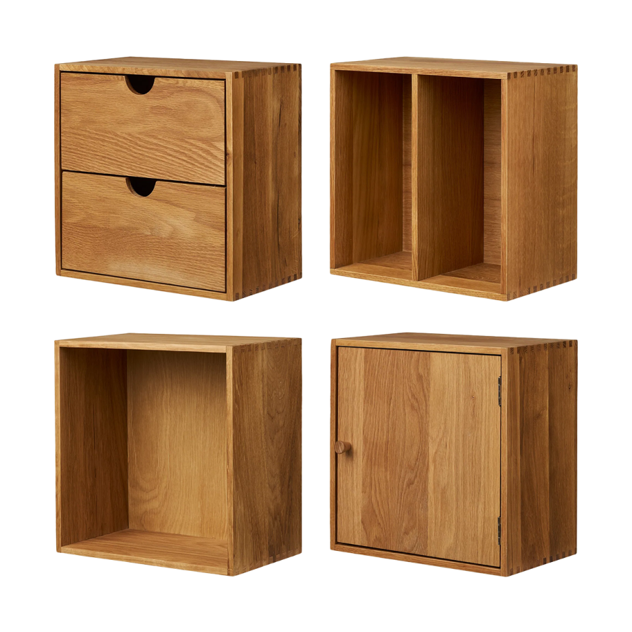 Abigail wandkasten naturel eiken - set van 4 Abigail wandkasten naturel eiken - set van 4 afbeelding 1