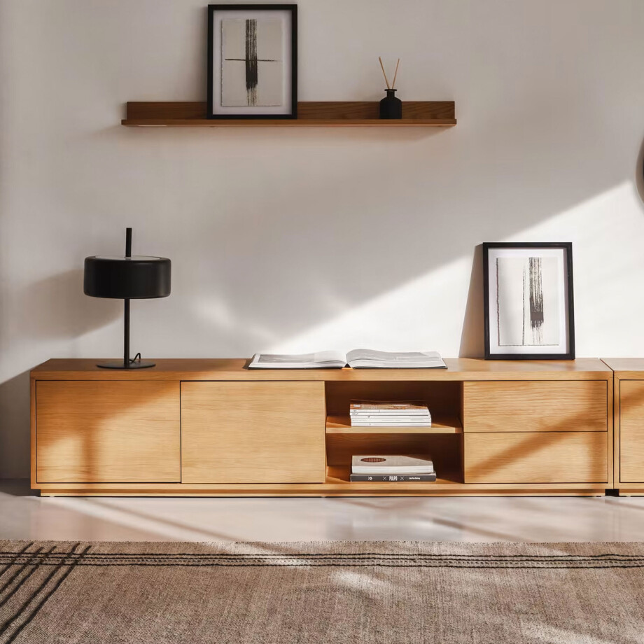 Kave Home TV-meubel 'Abilen' Eiken, 200cm, kleur Naturel Kave Home TV-meubel 'Abilen' Eiken, 200cm, kleur Naturel afbeelding