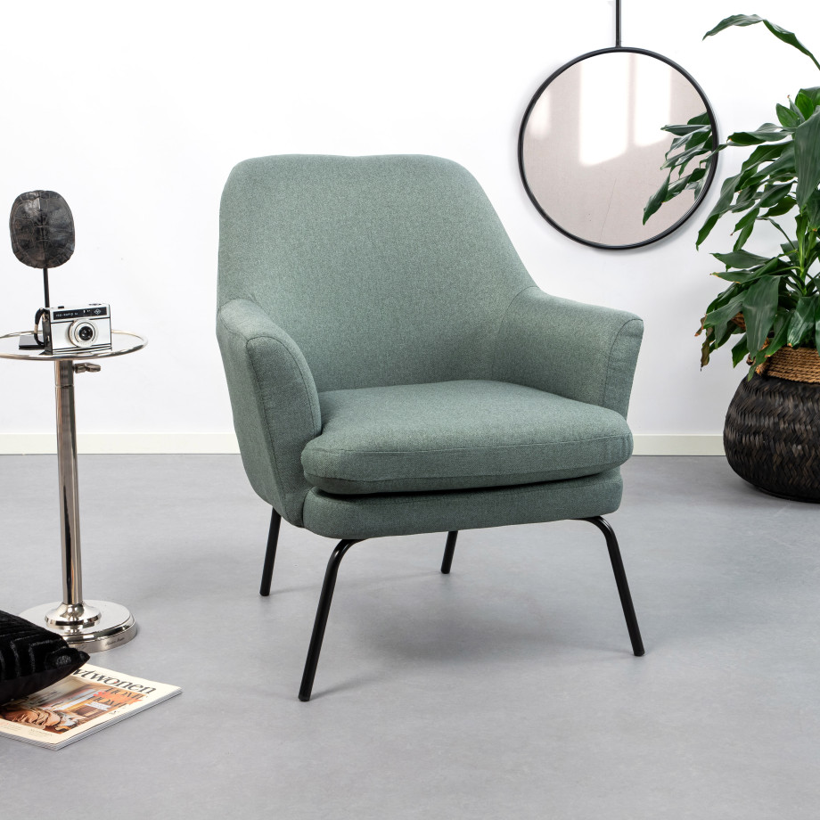 Fauteuil 'Kian' Stof, kleur groen afbeelding 1