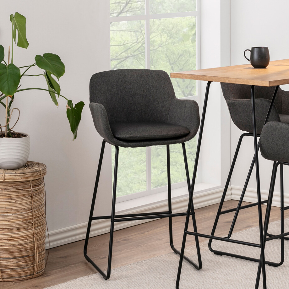 Barkruk 'Svend' met armleuning (zithoogte 76cm), kleur donkergrijs Barkruk 'Svend' met armleuning (zithoogte 76cm), kleur donkergrijs afbeelding 1