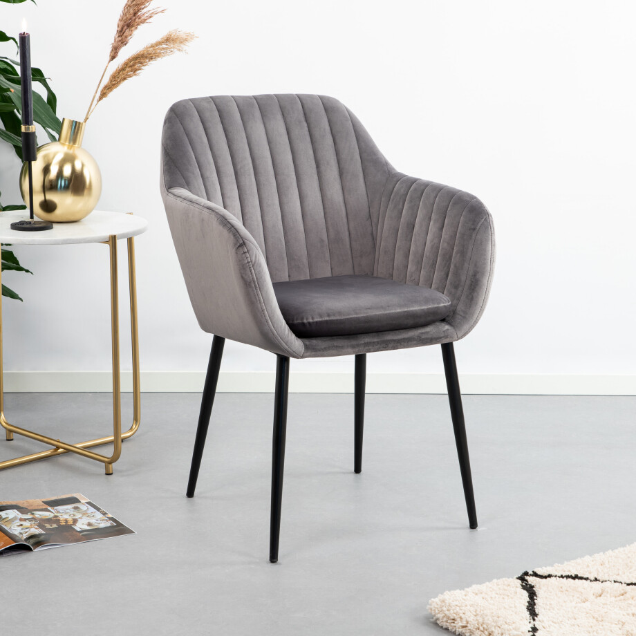 Sohome Eetkamerstoel 'Albin' Velvet, kleur Donkergrijs afbeelding 1