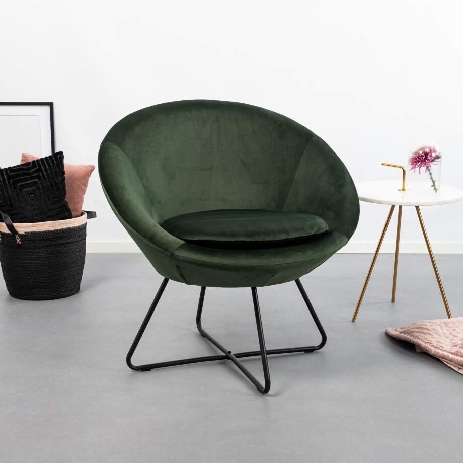 Sohome Fauteuil 'Vagn' Velvet, kleur Forest Green afbeelding 1