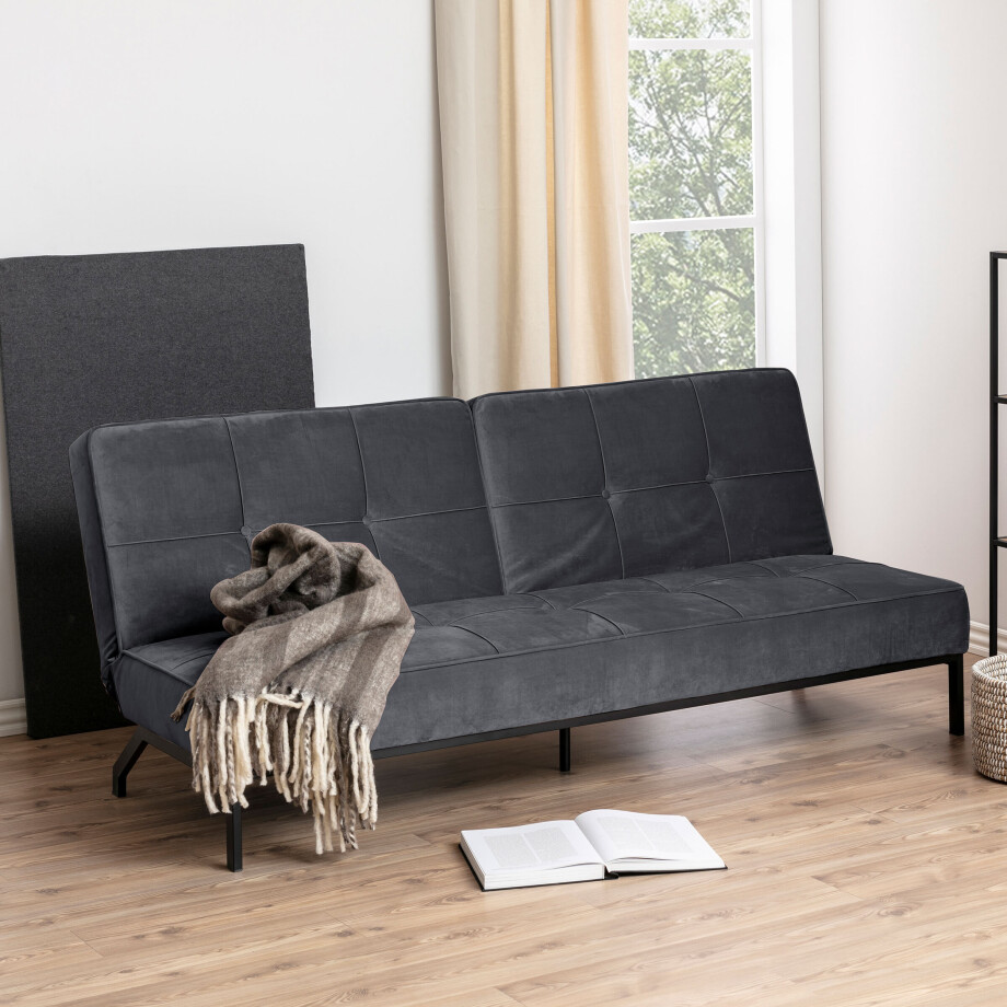 Bendt Slaapbank 'Maja' Velvet, kleur Donkergrijs Bendt Slaapbank 'Maja' Velvet, kleur Donkergrijs afbeelding 1