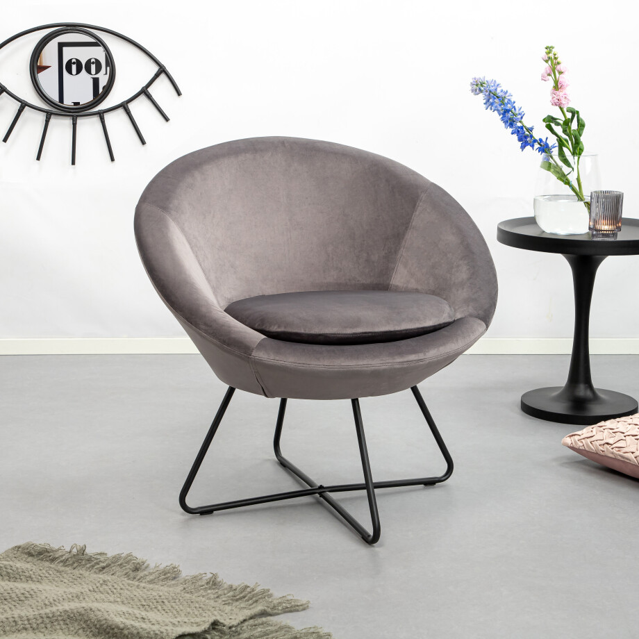 Sohome Fauteuil 'Vagn' Velvet, kleur Donkergrijs afbeelding 1