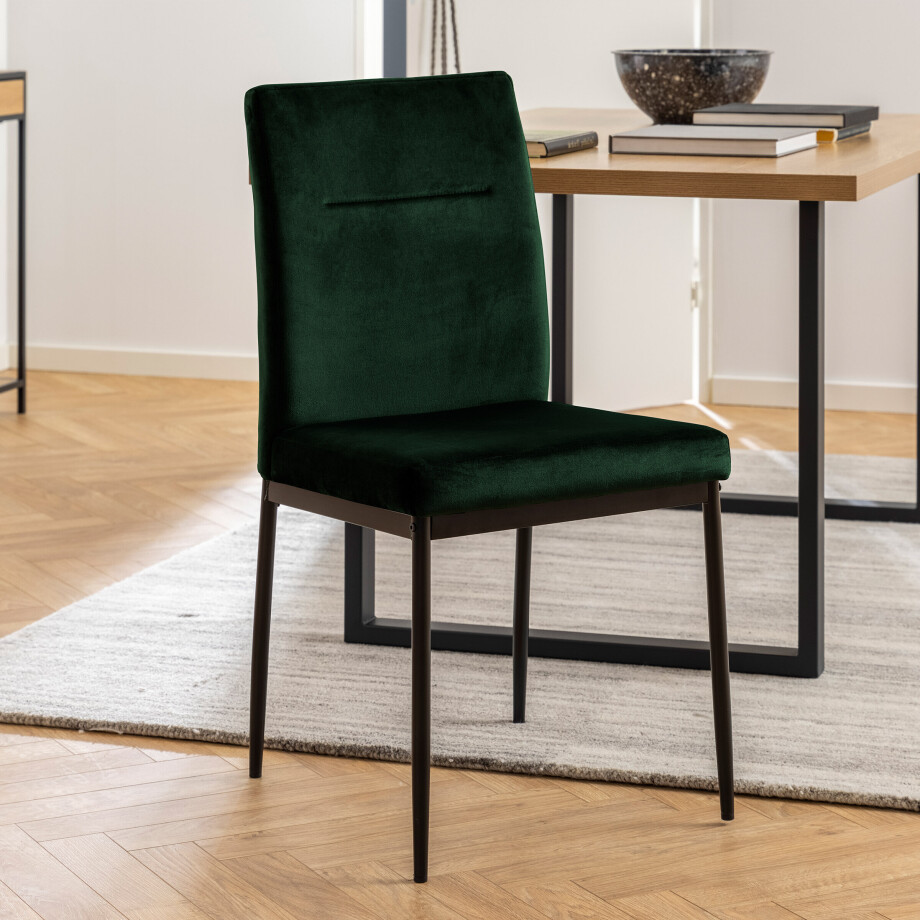 Bendt Eetkamerstoel 'Demia' Velvet, kleur Donkergroen afbeelding 1