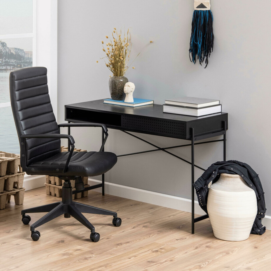 Bendt Bureau 'Mick' 110 x 50cm, kleur Zwart Bendt Bureau 'Mick' 110 x 50cm, kleur Zwart afbeelding 1