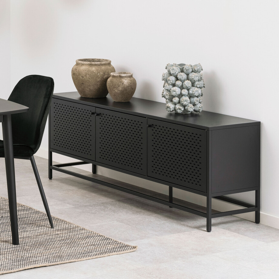 Bendt Tv-meubel 'Lua' zwart metaal, 160cm Bendt Tv-meubel 'Lua' zwart metaal, 160cm afbeelding 1