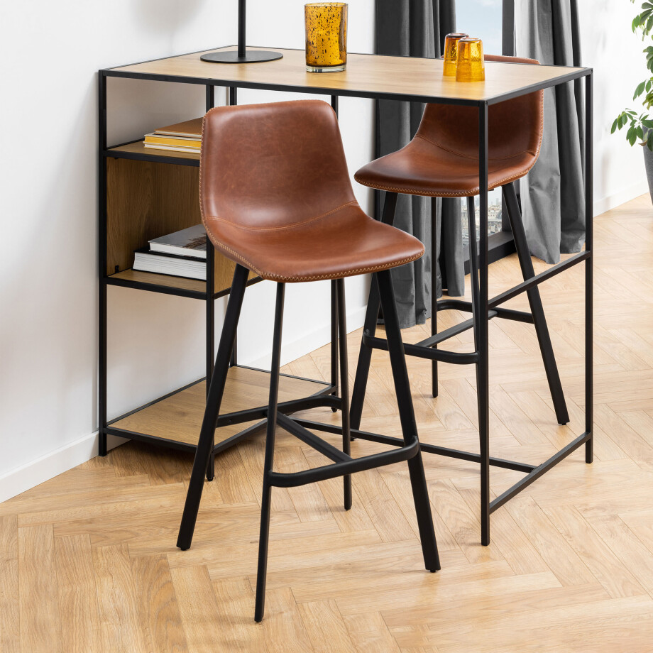 Bendt Barkruk 'Xanthe' PU, kleur Cognac (zithoogte 76.5cm) afbeelding 1