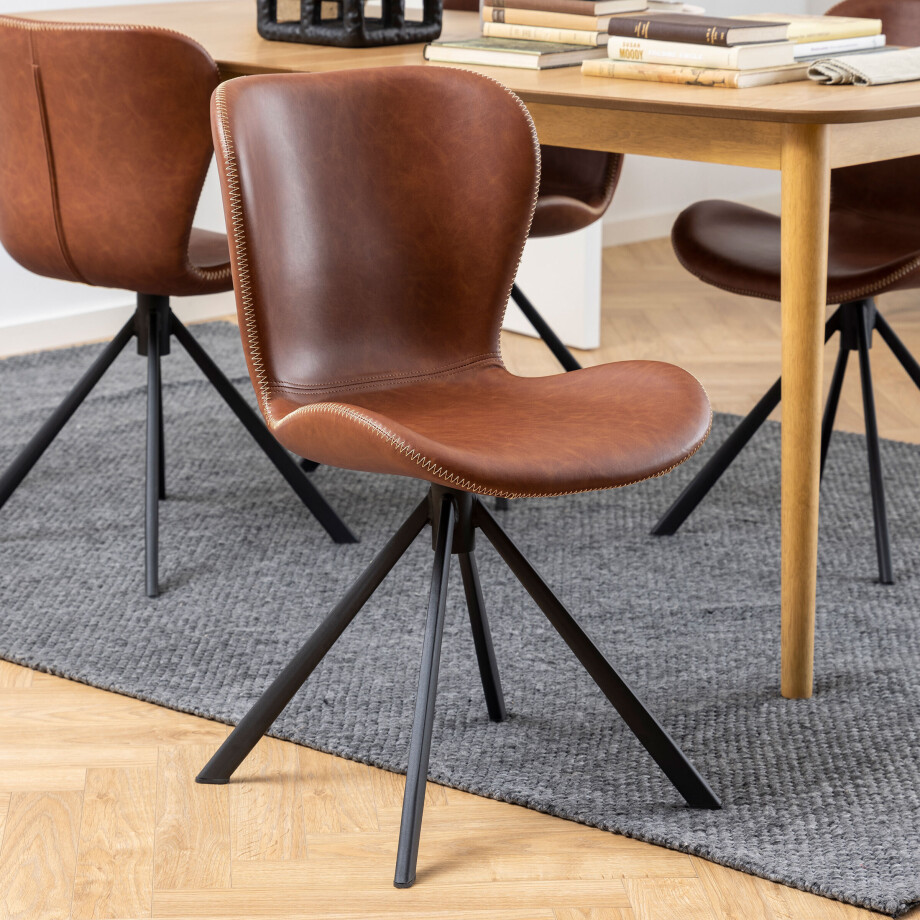 Bendt Draaibare Eetkamerstoel 'Olle' PU, kleur Bruin Bendt Draaibare Eetkamerstoel 'Olle' PU, kleur Bruin afbeelding 1