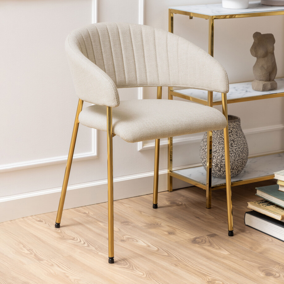 Bendt Eetkamerstoel 'Preben' kleur Beige Bendt Eetkamerstoel 'Preben' kleur Beige afbeelding 1