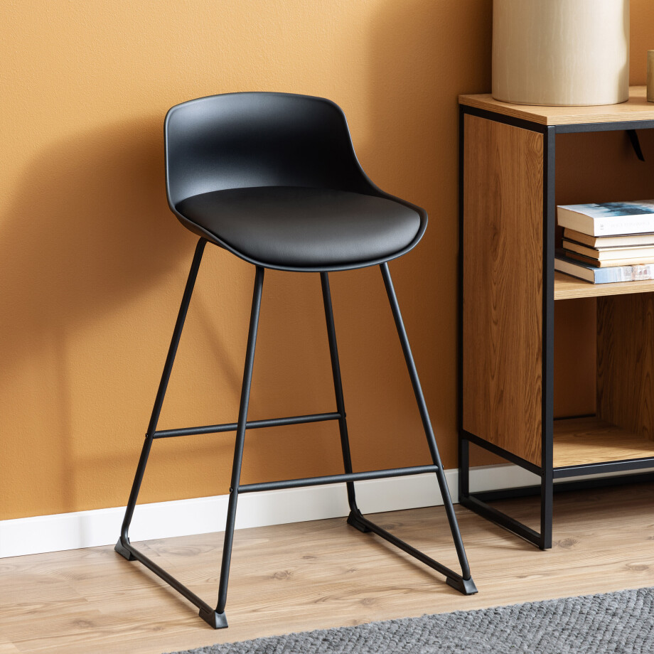 Bendt Barstoel 'Pelle' PU, kleur Zwart (zithoogte 66cm) afbeelding 1