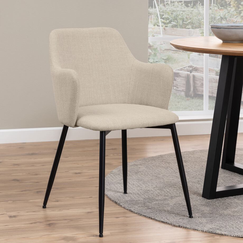 Bendt Eetkamerstoel 'Merete' Stof, kleur Beige Bendt Eetkamerstoel 'Merete' Stof, kleur Beige afbeelding 1