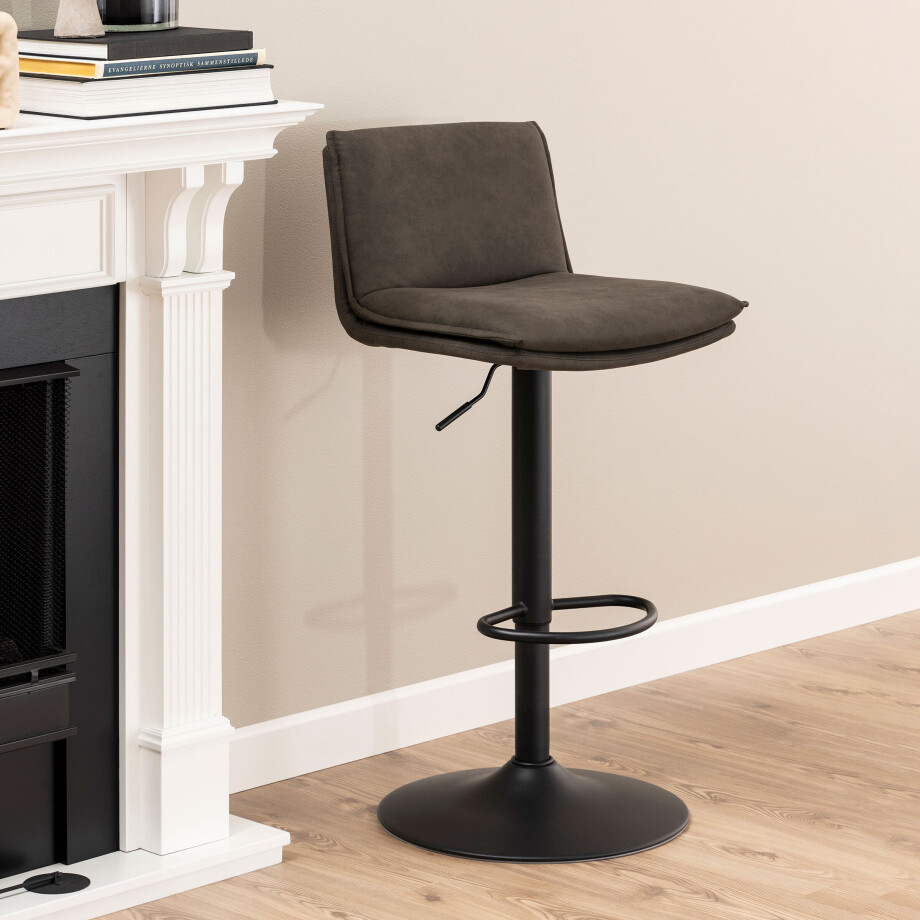 Bendt Draaibare Barkruk 'Ulysses' PU, kleur Antraciet (zithoogte 68-89cm) Bendt Draaibare Barkruk 'Ulysses' PU, kleur Antraciet (zithoogte 68-89cm) afbeelding 1