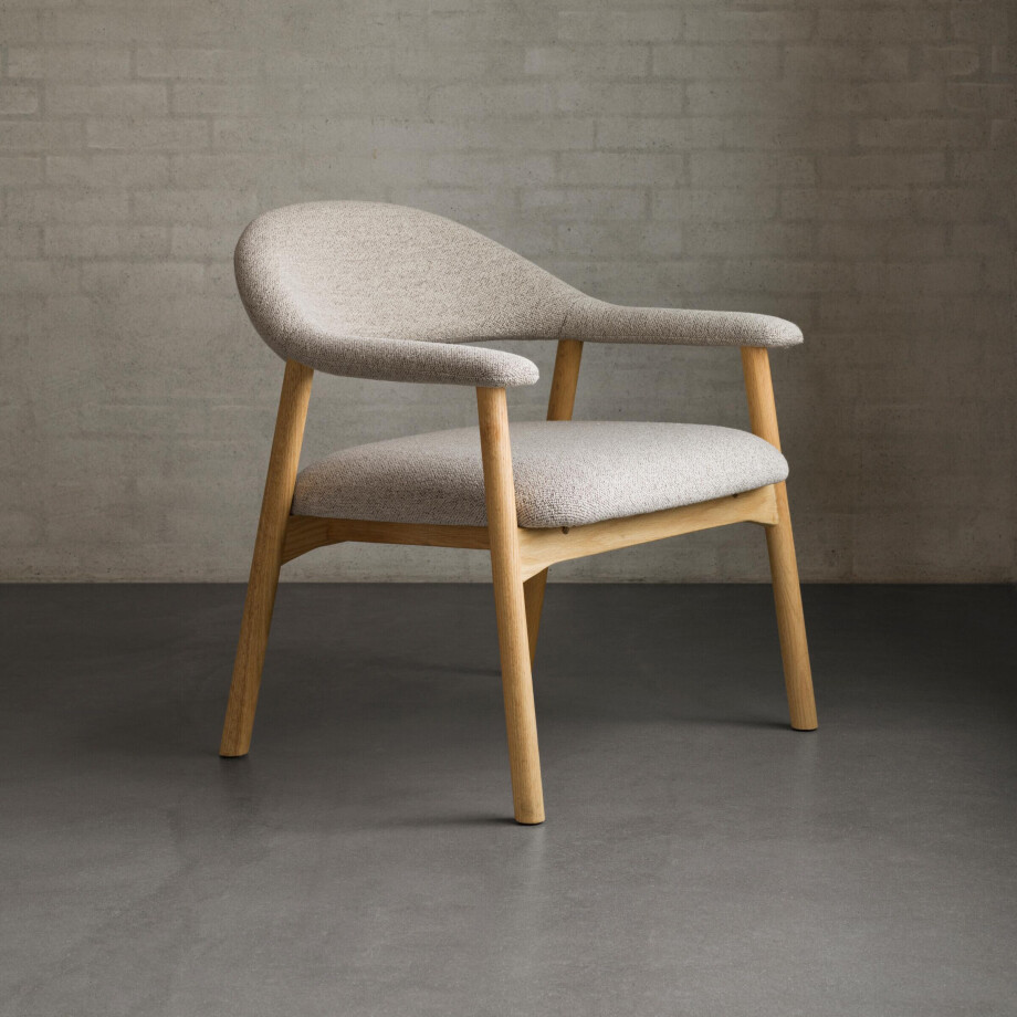 Bendt Fauteuil 'Gerado' Eikenhout en Bouclé, kleur Beige afbeelding 1