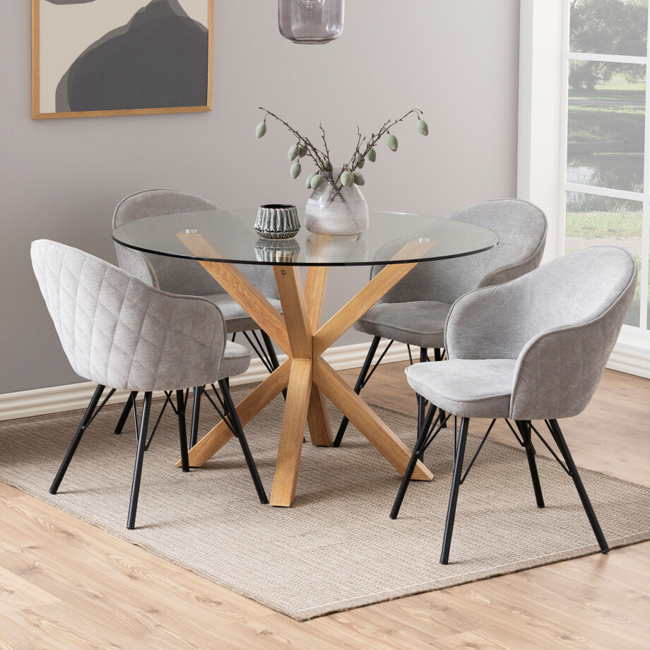 Bendt Ronde Eettafel 'Line' Glas, 119cm afbeelding 1