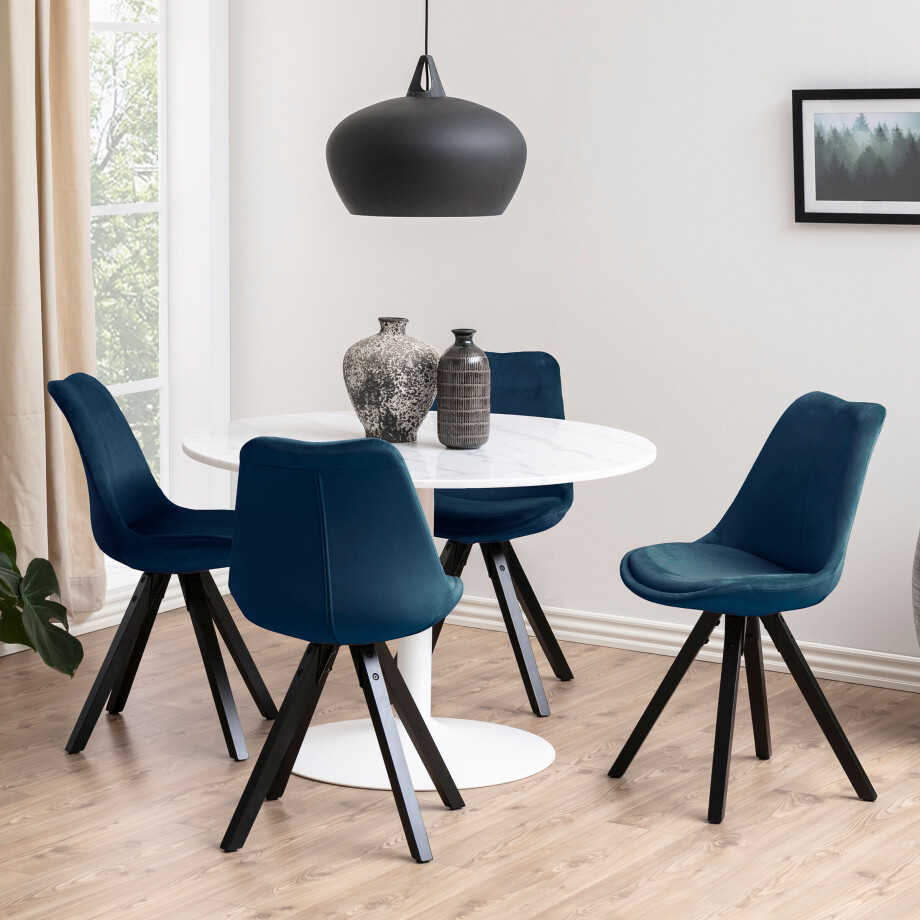 Bendt Ronde Eettafel 'Dara' 110cm, kleur Wit Marmer Bendt Ronde Eettafel 'Dara' 110cm, kleur Wit Marmer afbeelding 1