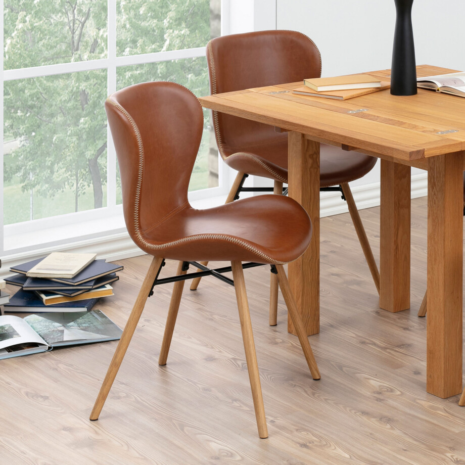 Bendt Eetkamerstoel 'Olle' PU, kleur Cognac Bendt Eetkamerstoel 'Olle' PU, kleur Cognac afbeelding 1