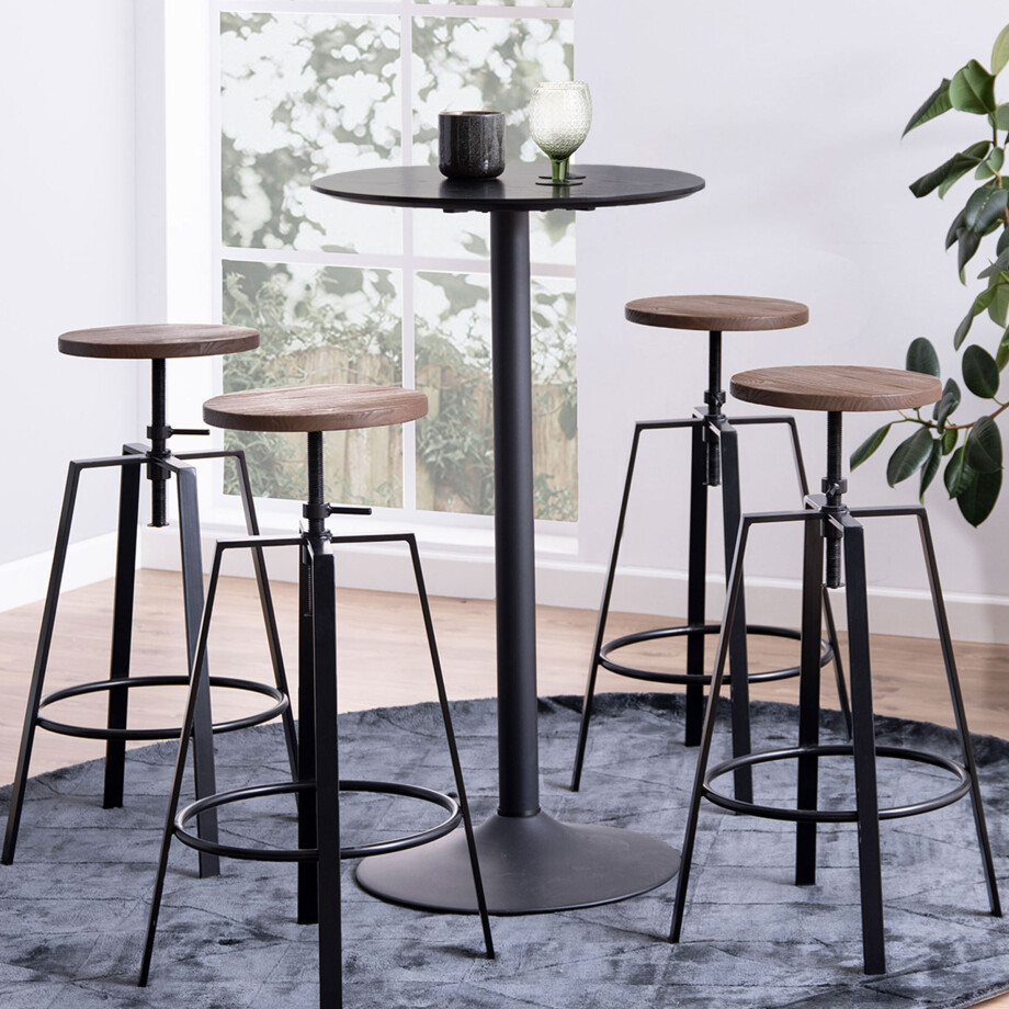 Bendt Ronde Bartafel 'Ina' 60cm, kleur Zwart Bendt Ronde Bartafel 'Ina' 60cm, kleur Zwart afbeelding 1