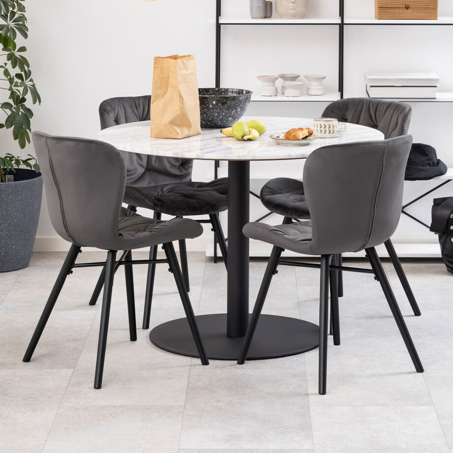 Bendt Ronde Eettafel 'Clement' Ø105cm, Wit Marmer/Zwart, kleur Wit/Zwart afbeelding 1