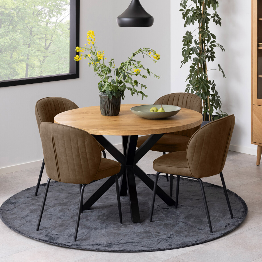 Bendt Ronde Eettafel 'Line' Eiken, 120cm afbeelding 1