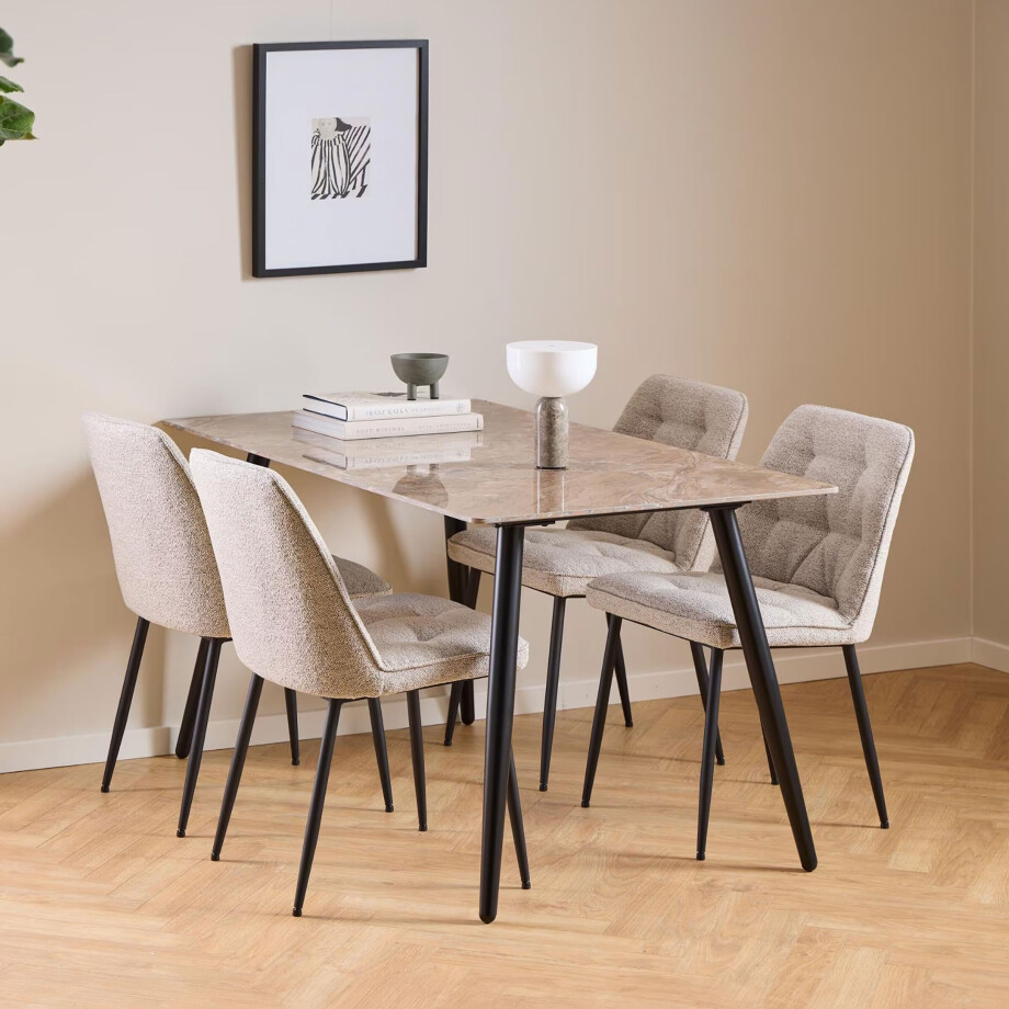 Bendt Eettafel 'Ib' Keramiek, 140 x 80cm, kleur Bruin afbeelding 1