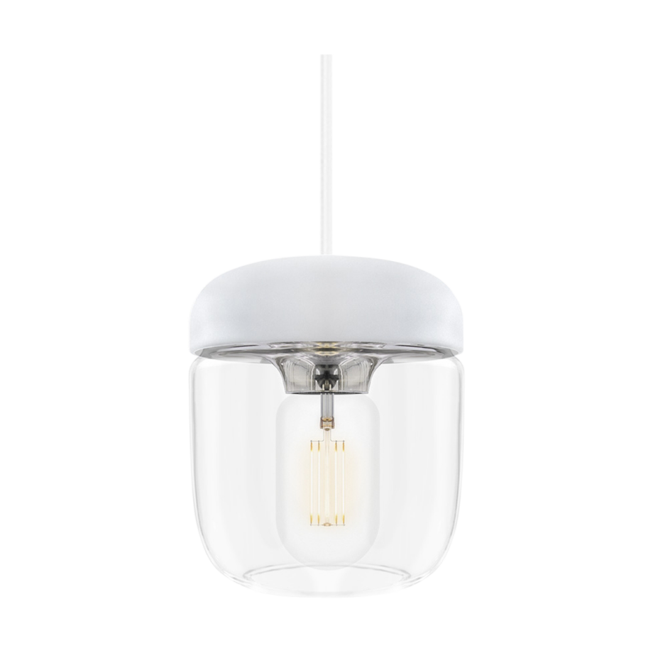 Acorn hanglamp wit met steel - met koordset wit - Ø 14 cm Acorn hanglamp wit met steel - met koordset wit - Ø 14 cm afbeelding 1