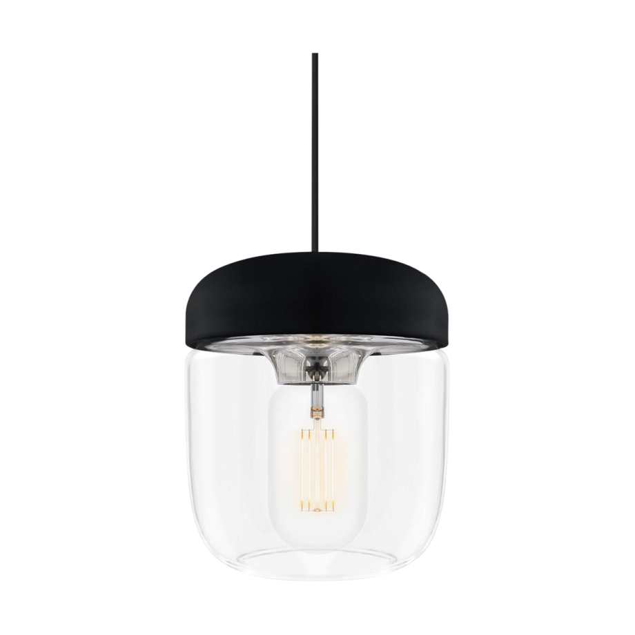 Acorn hanglamp zwart met steel - met koordset zwart - Ø 14 cm Acorn hanglamp zwart met steel - met koordset zwart - Ø 14 cm afbeelding 1