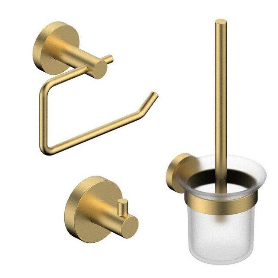 Adema Calypte Toiletset - 3-delig - geborsteld messing SW639937 /SW639938 / SW639940 afbeelding 1