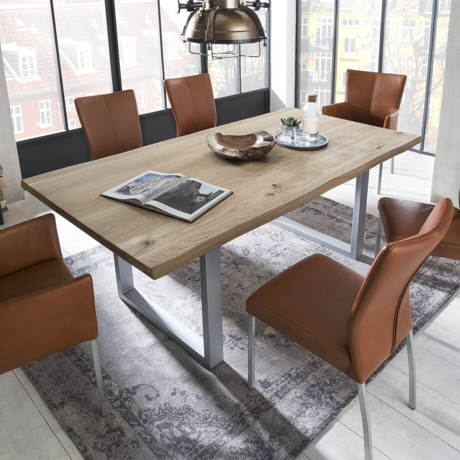 Artistiq Eettafel 'Tinita' Eiken, 200 x 100cm, kleur Zilver afbeelding 1