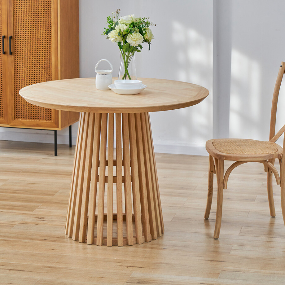 Artistiq Ronde Eettafel 'Nikkie' Hevea hout, 100cm, kleur Naturel Artistiq Ronde Eettafel 'Nikkie' Hevea hout, 100cm, kleur Naturel afbeelding 1