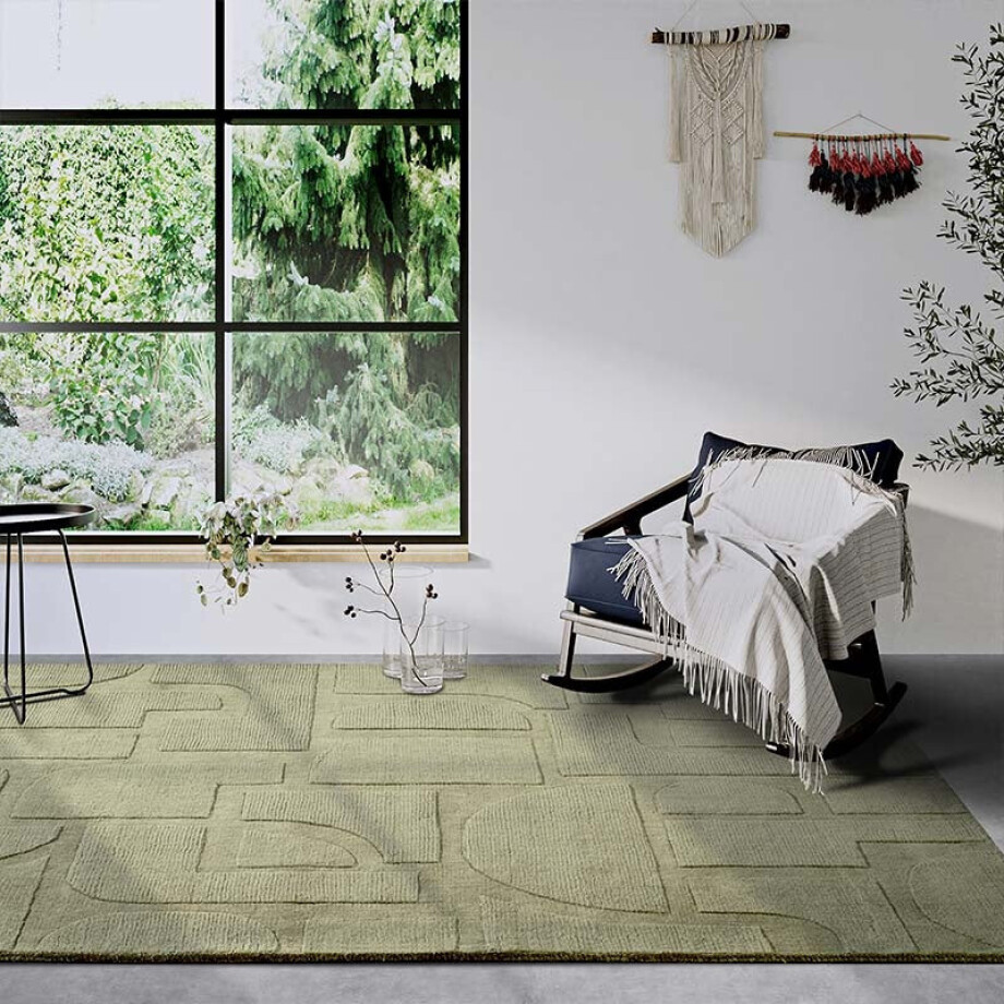 Wollen Vloerkleed Alexis - Groen 150x80cm - Wol - Dekbed-Discounter.nl afbeelding 