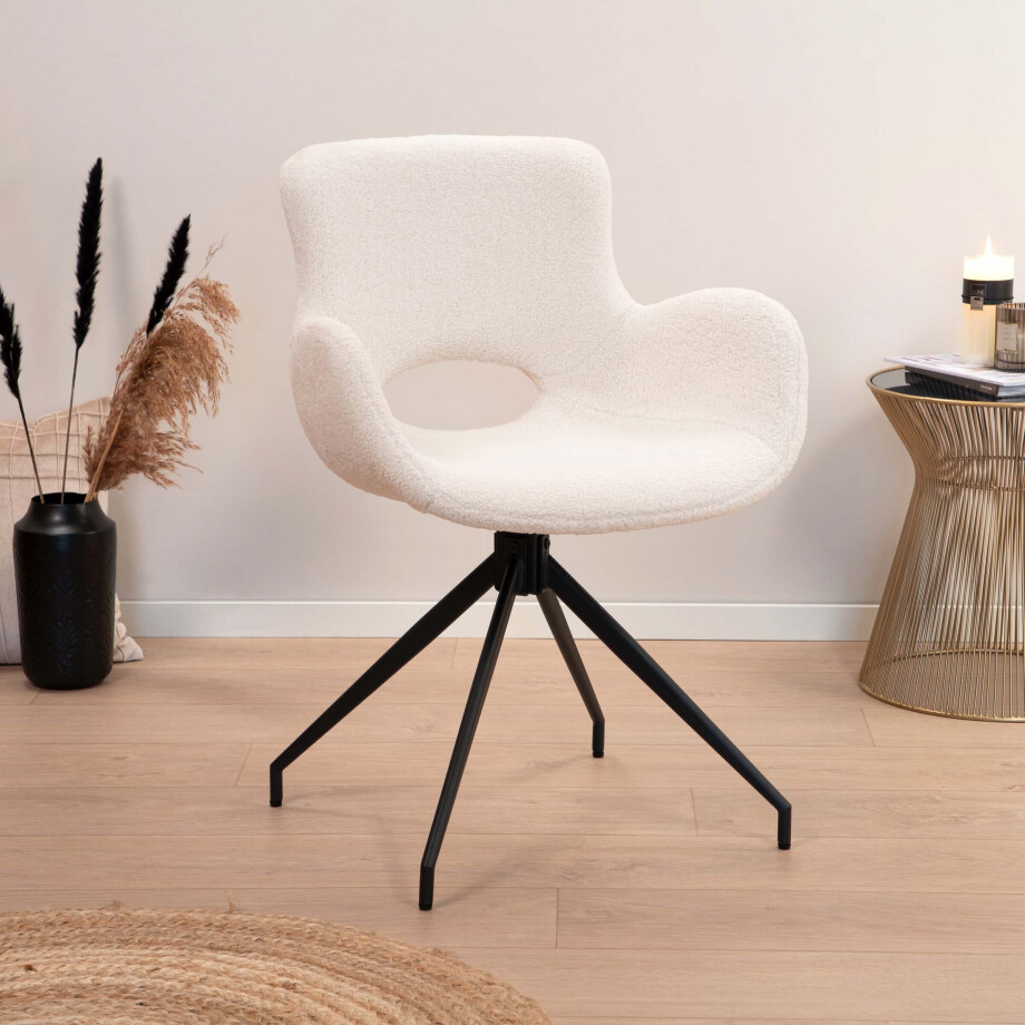 Tower Living Draaibare Eetkamerstoel 'Campo' Teddy, kleur Wit Tower Living Draaibare Eetkamerstoel 'Campo' Teddy, kleur Wit afbeelding 1
