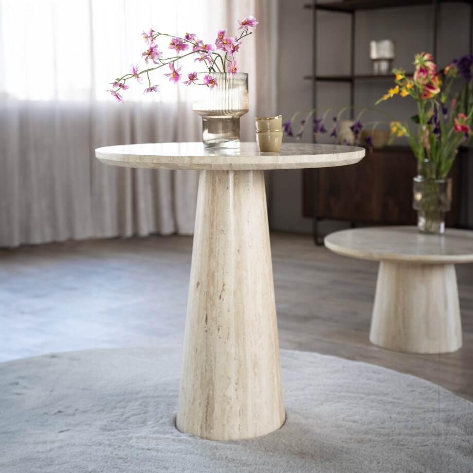 Eleonora Ronde Bistrotafel 'Aime' Travertin, 70cm afbeelding 1